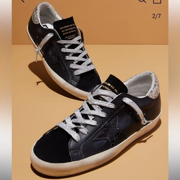 Golden Goose Super Star Croco Leather Low Top Glitter Sneaker 40 / 10 - Picture 2 of 16